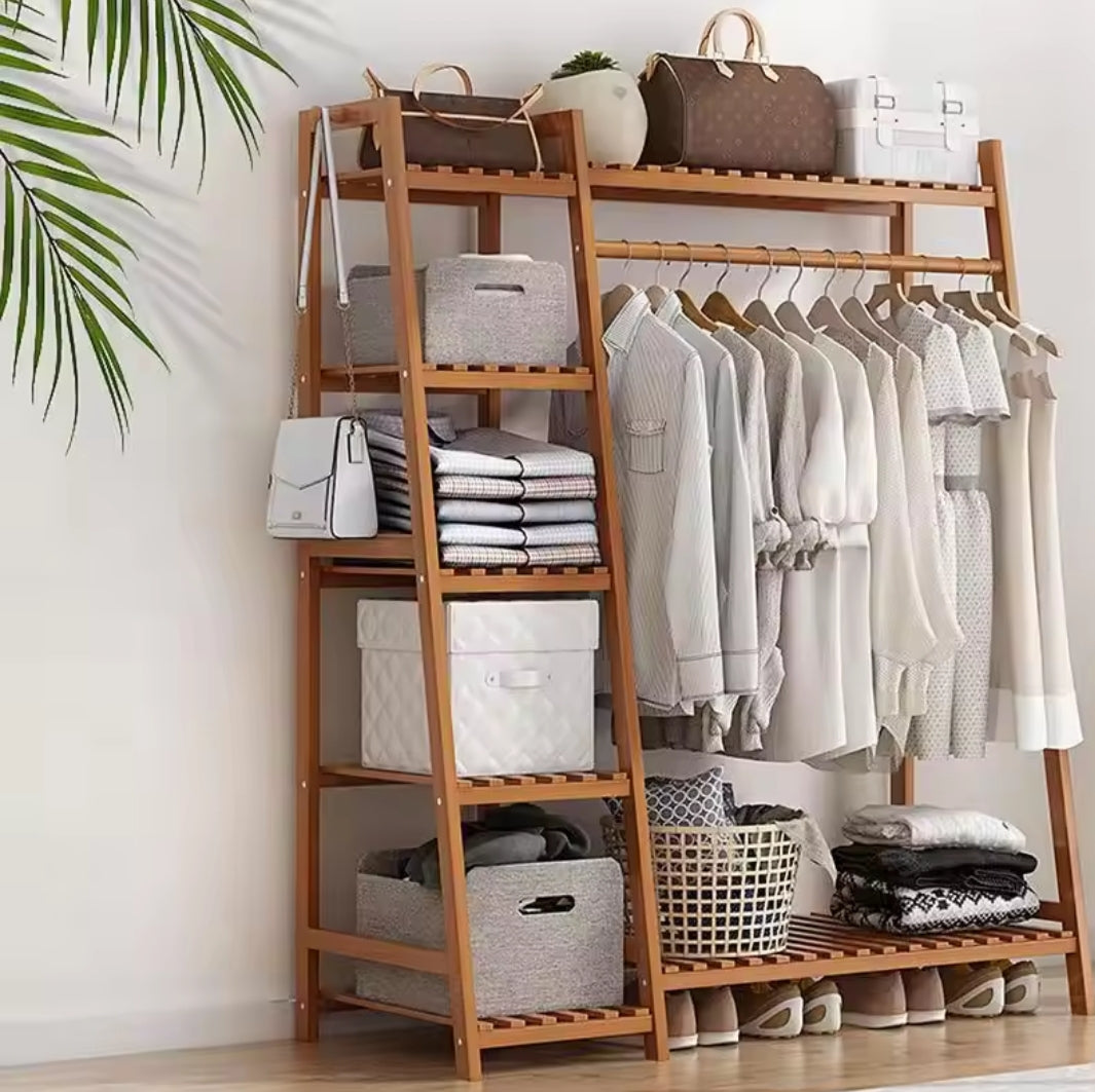Perchero de madera para colgar ropa dos niveles!!