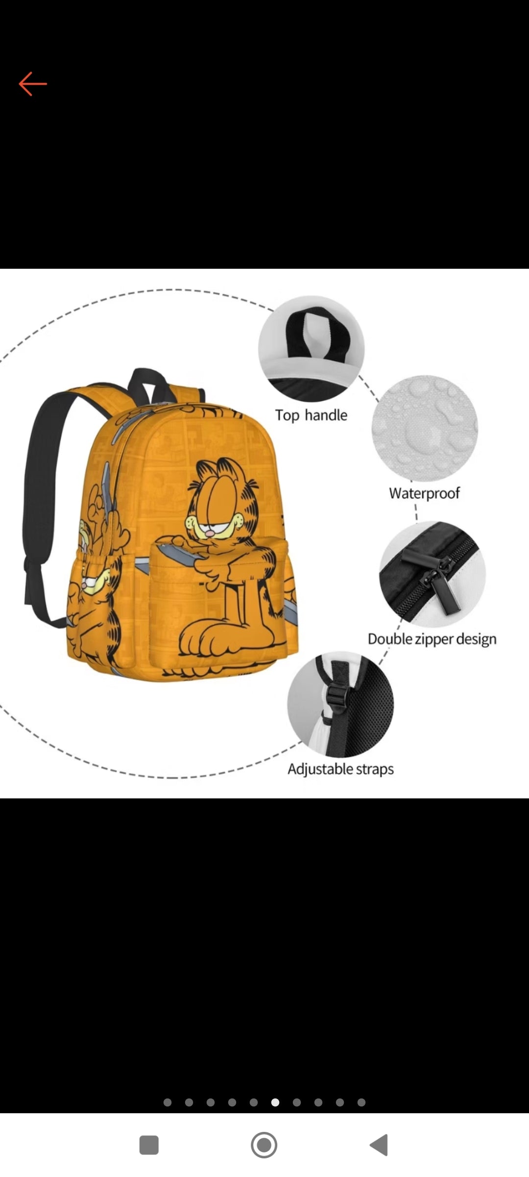 Mochila Garfield,escolar ligera para estudiantes,casual para portátil de viaje. 17 pulgadas