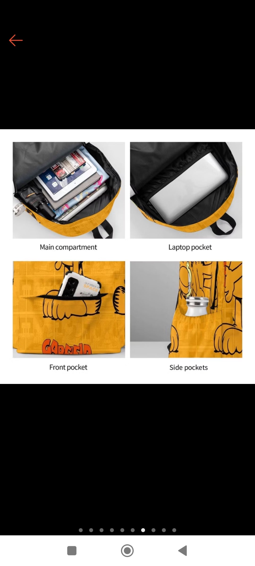 Mochila Garfield,escolar ligera para estudiantes,casual para portátil de viaje. 17 pulgadas